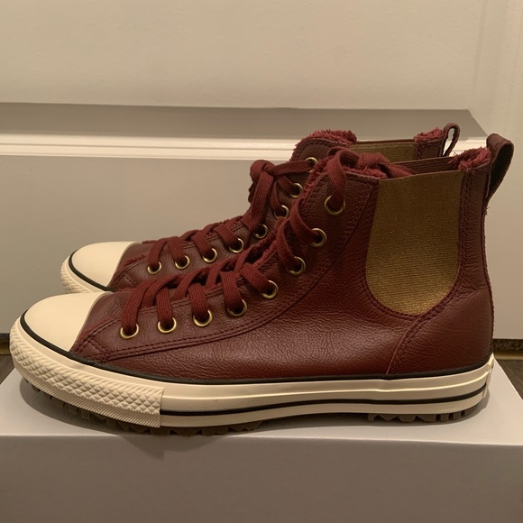 burgundy leather converse